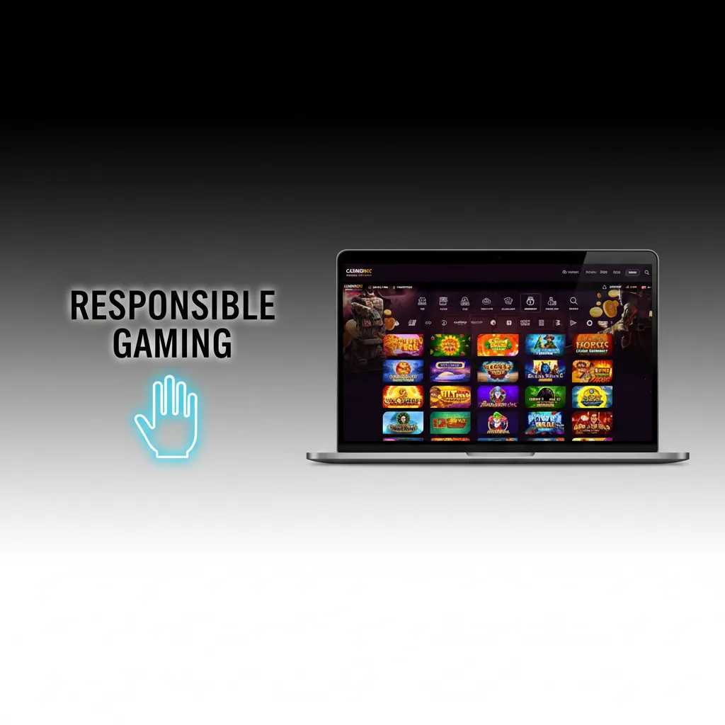 Responsible gaming banner: keep play fun; set deposit limits, take breaks, use self-exclusion, track play, seek help.