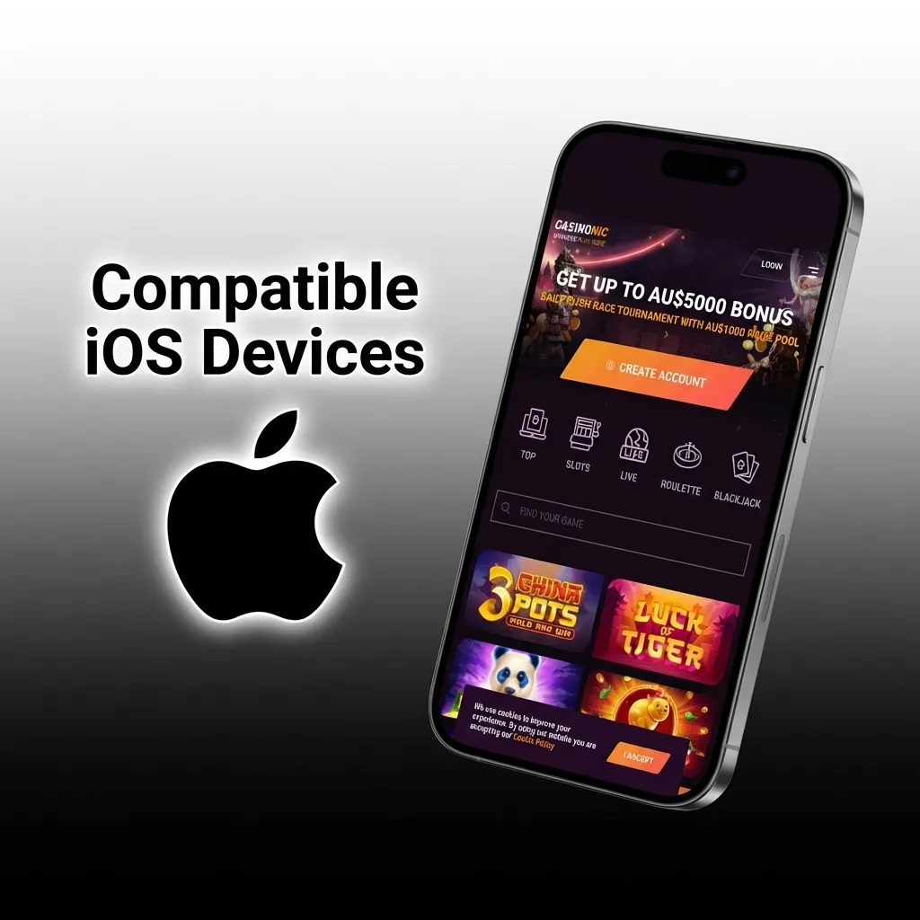 List of compatible iOS devices including iPhone models X through 15 and iPad Air and Pro versions
