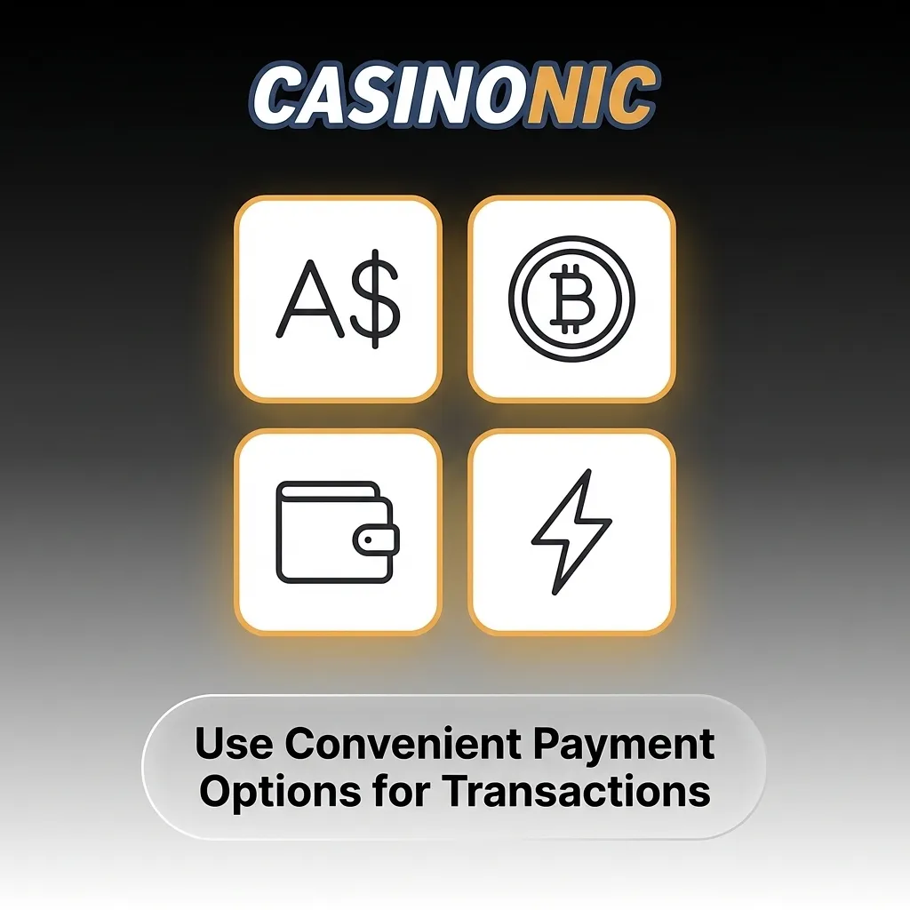 Casinonic payment options including Visa, Mastercard, Skrill, Neteller, and other secure methods for Australian players