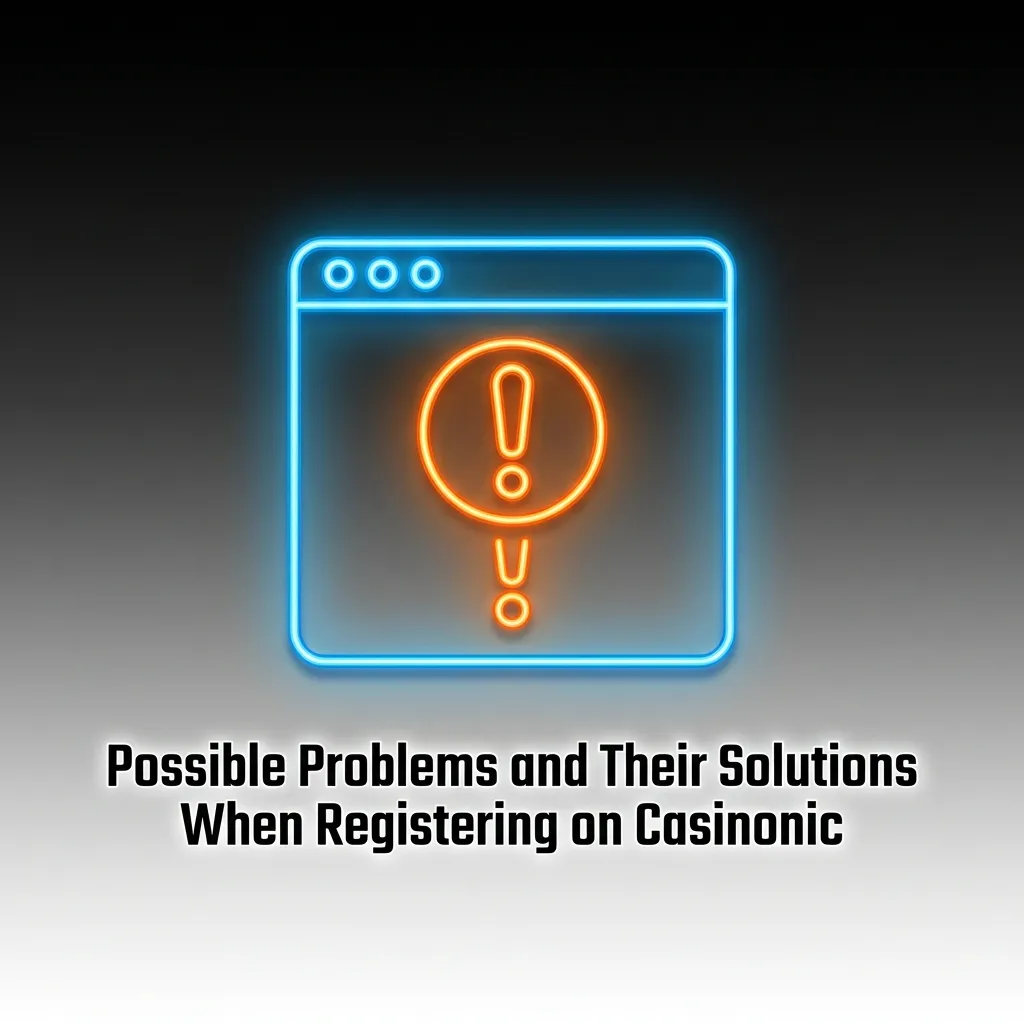 Troubleshooting table showing common Casinonic registration problems with step-by-step solutions for each issue