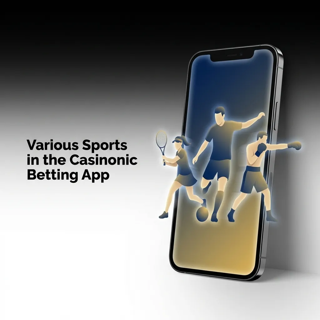 Casinonic sports betting app interface showing multiple sports options including football, basketball, tennis, and esports