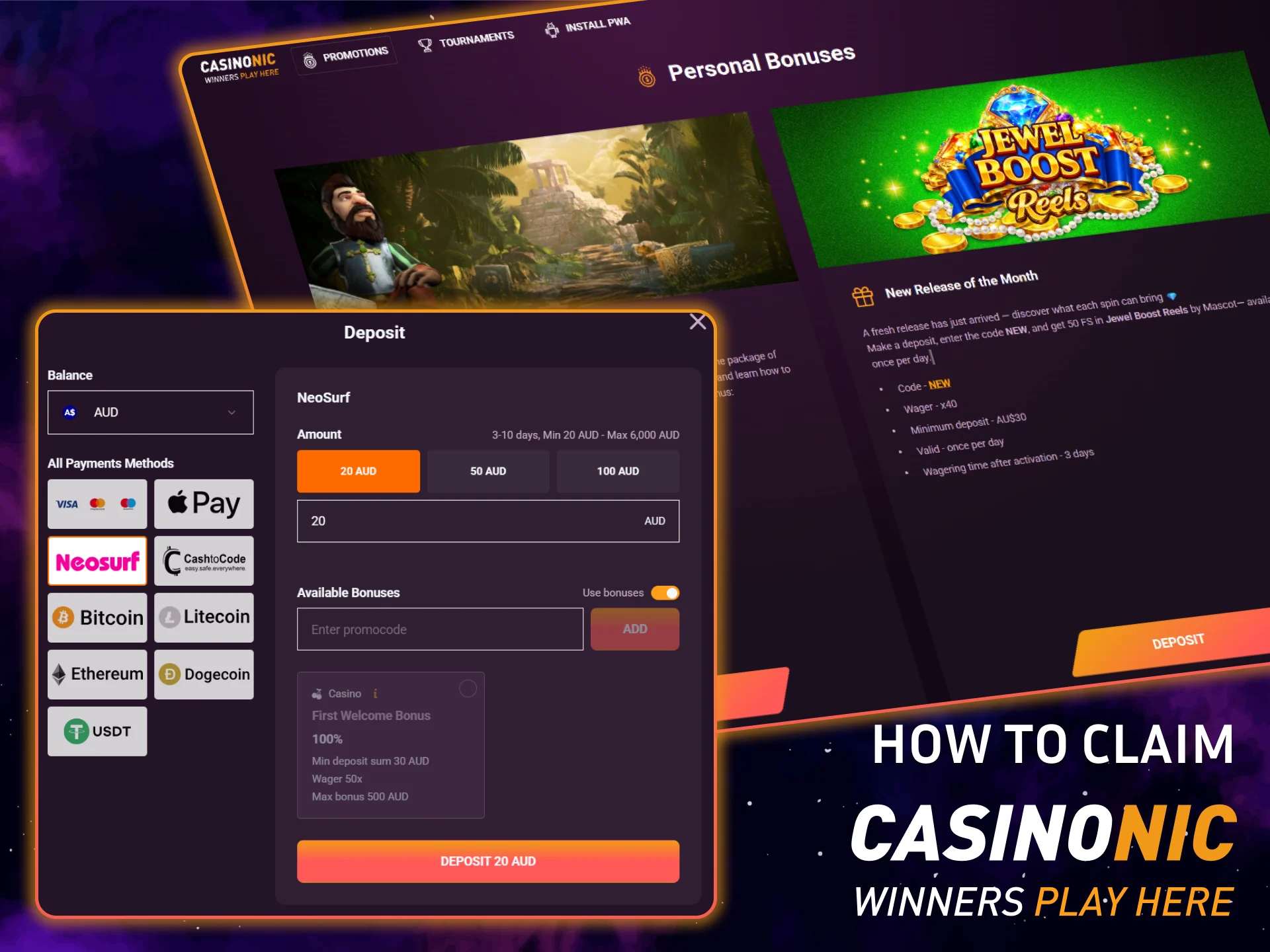Read step-by-step instructions on how to claim Casinonic bonuses to ensure you never miss out on extra credits.